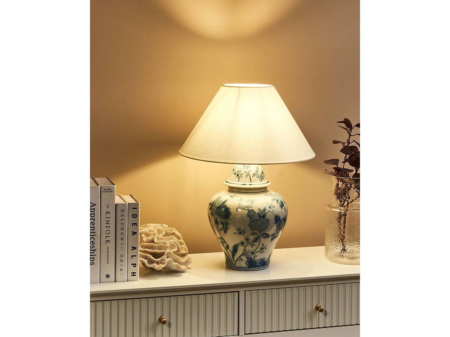 Lampe à poser SORRAIA Porcelaine Blanc/bleu