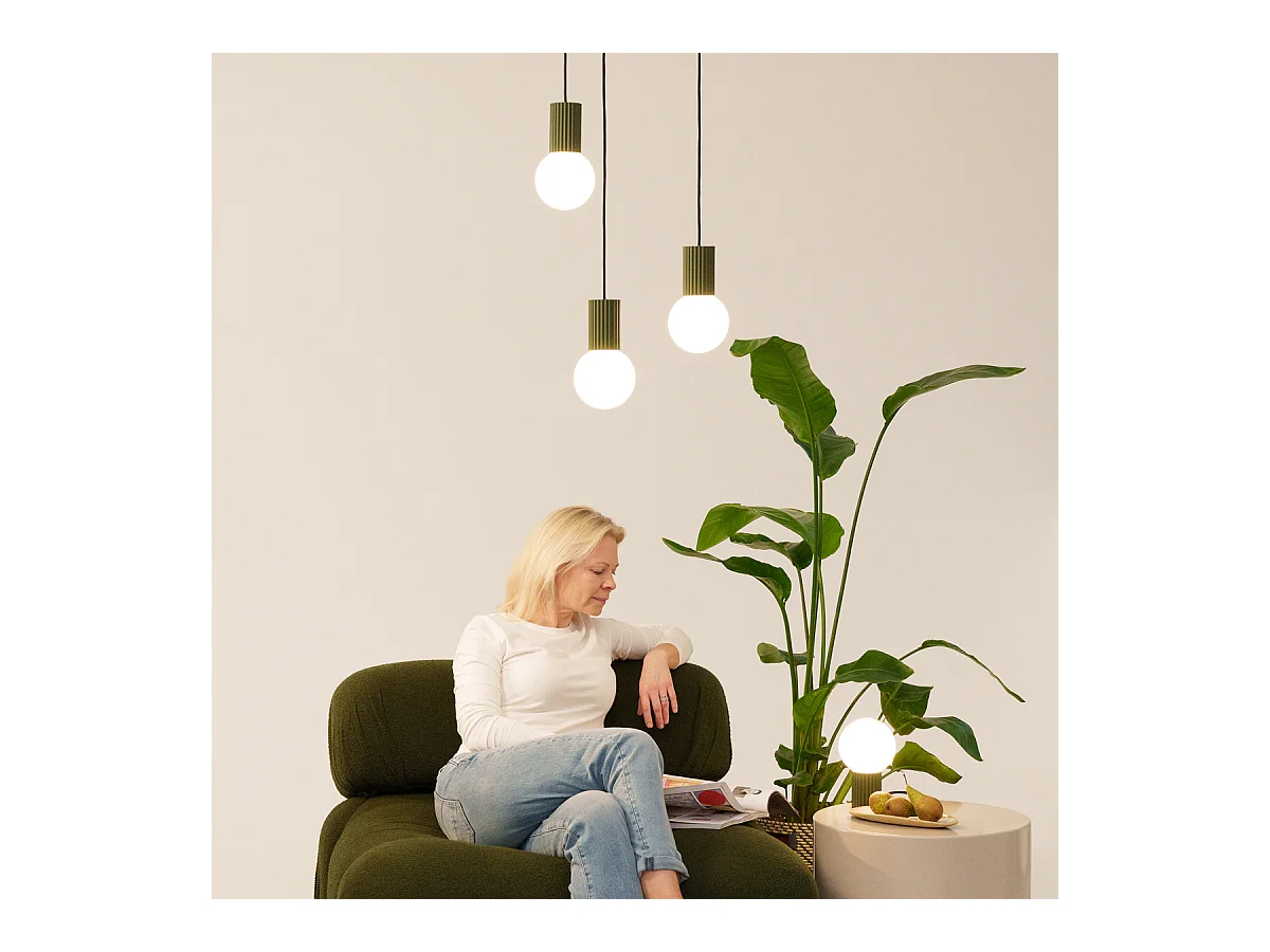 Lampe De Bureau Halo Moderne En Aluminium/Verre - 1 Sources Lumineuses - L.12 X H.19 Cm - Vert Olive