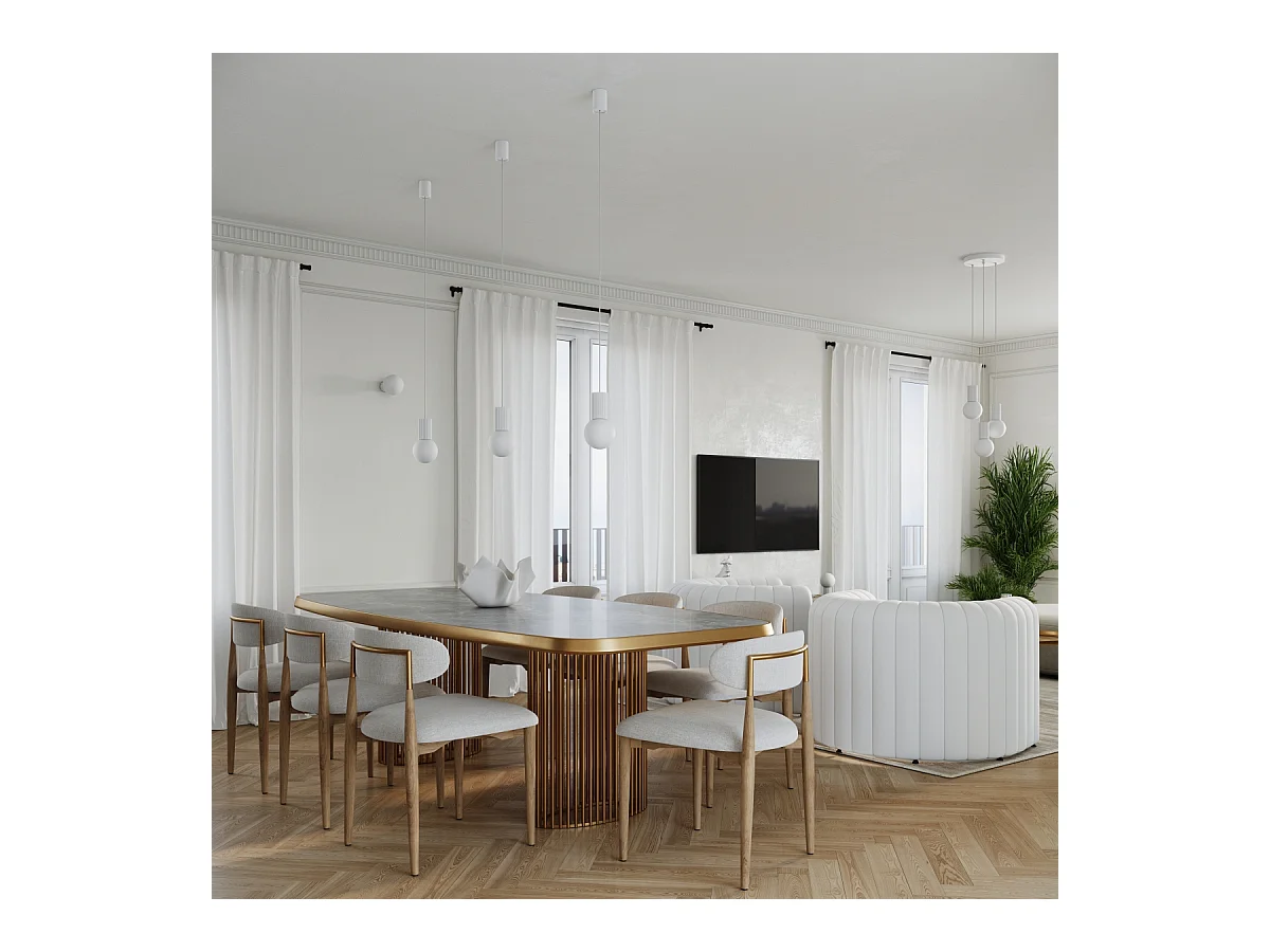 Lampe De Bureau Halo Moderne En Aluminium/Verre - 1 Sources Lumineuses - L.12 X H.19 Cm - Blanc