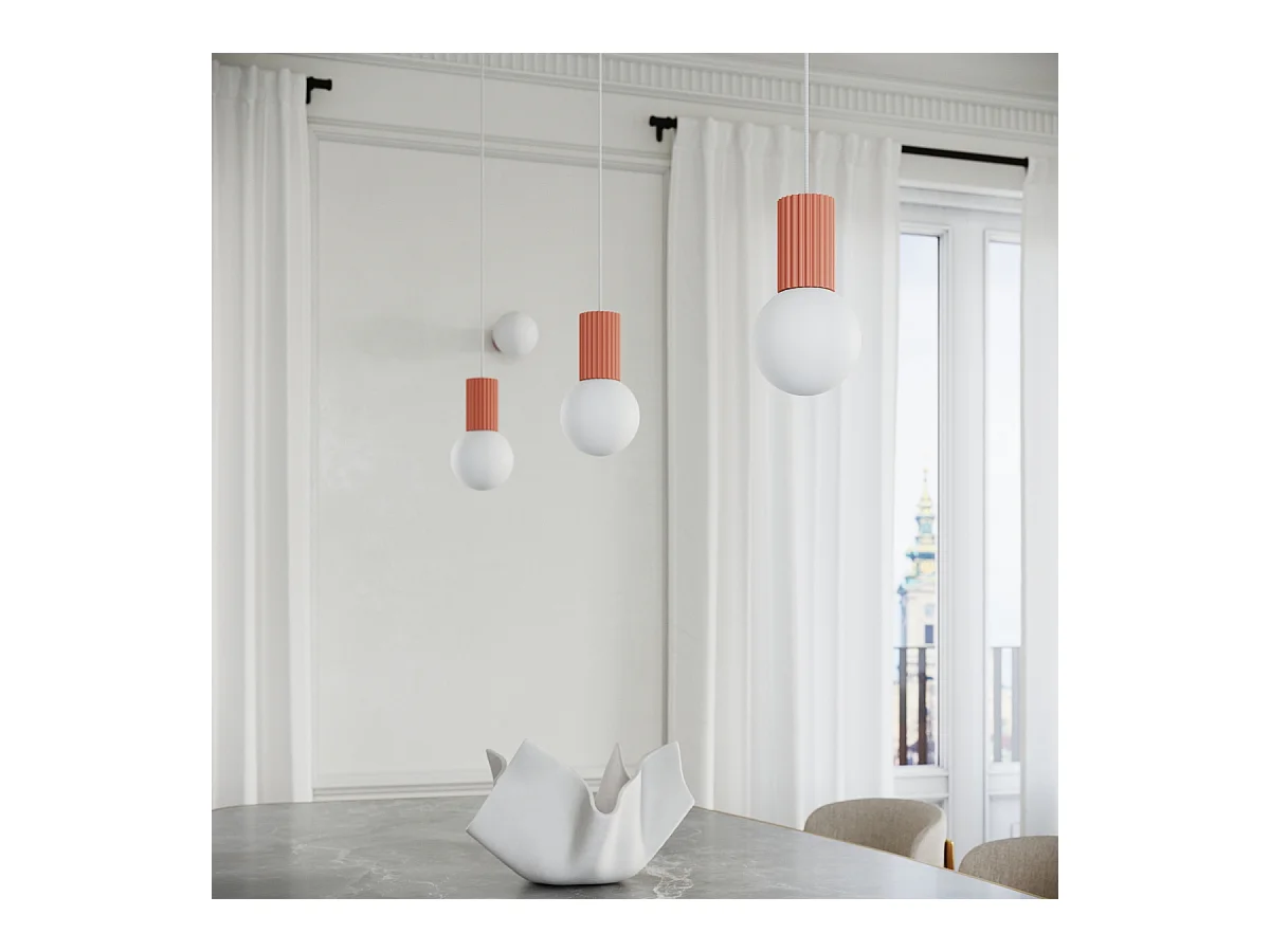 Lampe De Bureau Halo Moderne En Aluminium/Verre - 1 Sources Lumineuses - L.12 X H.19 Cm - Pêche