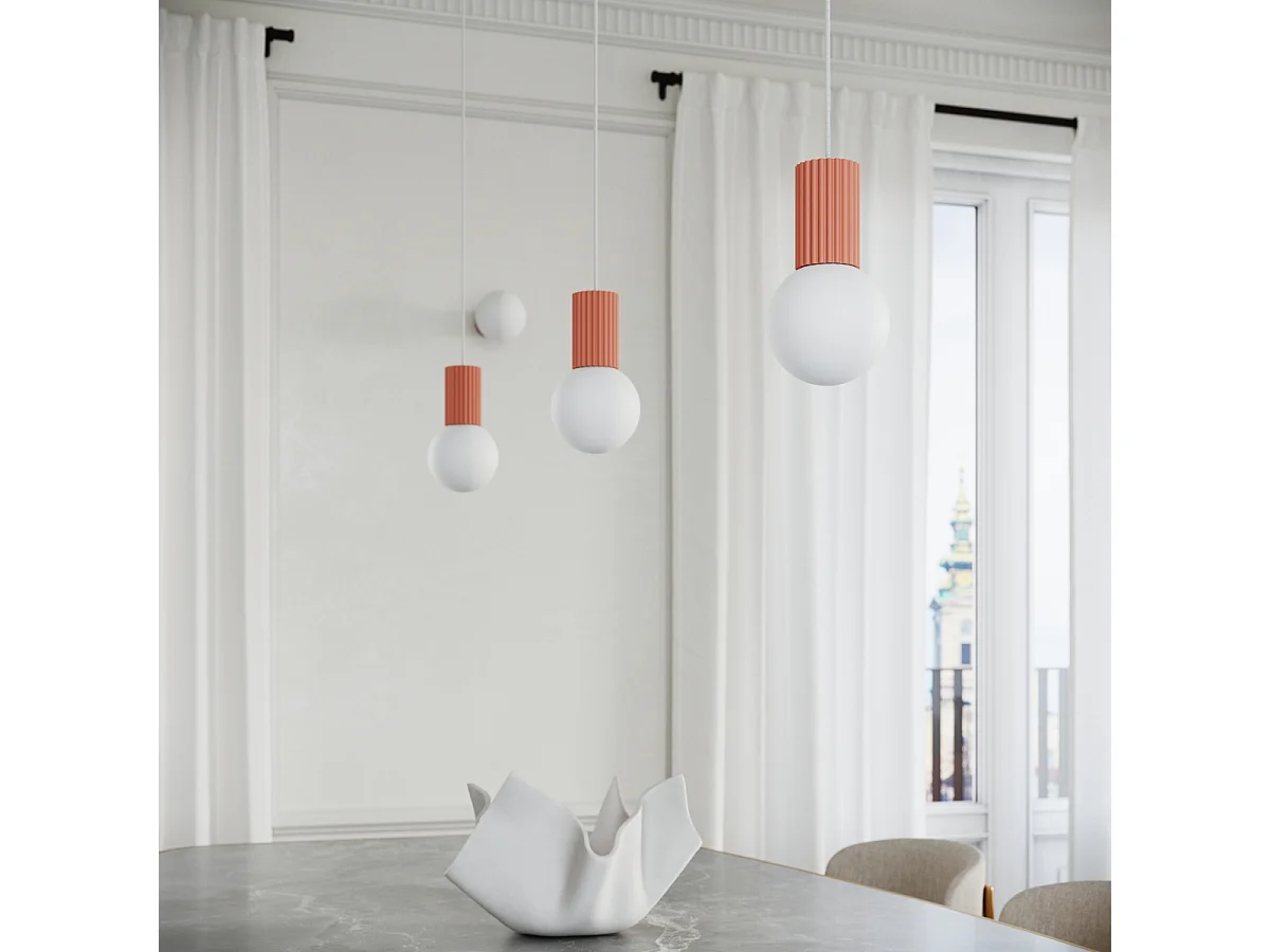 Lampe De Bureau Halo Moderne En Aluminium/Verre - 1 Sources Lumineuses - L.12 X H.19 Cm - Pêche