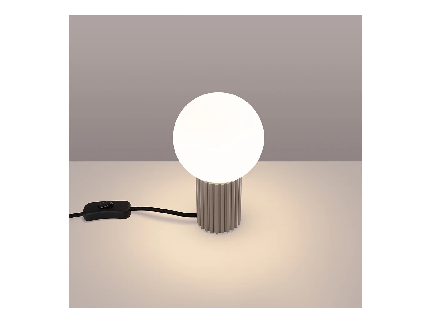 Lampe De Bureau Halo Moderne En Aluminium/Verre - 1 Sources Lumineuses - L.12 X H.19 Cm - Taupe