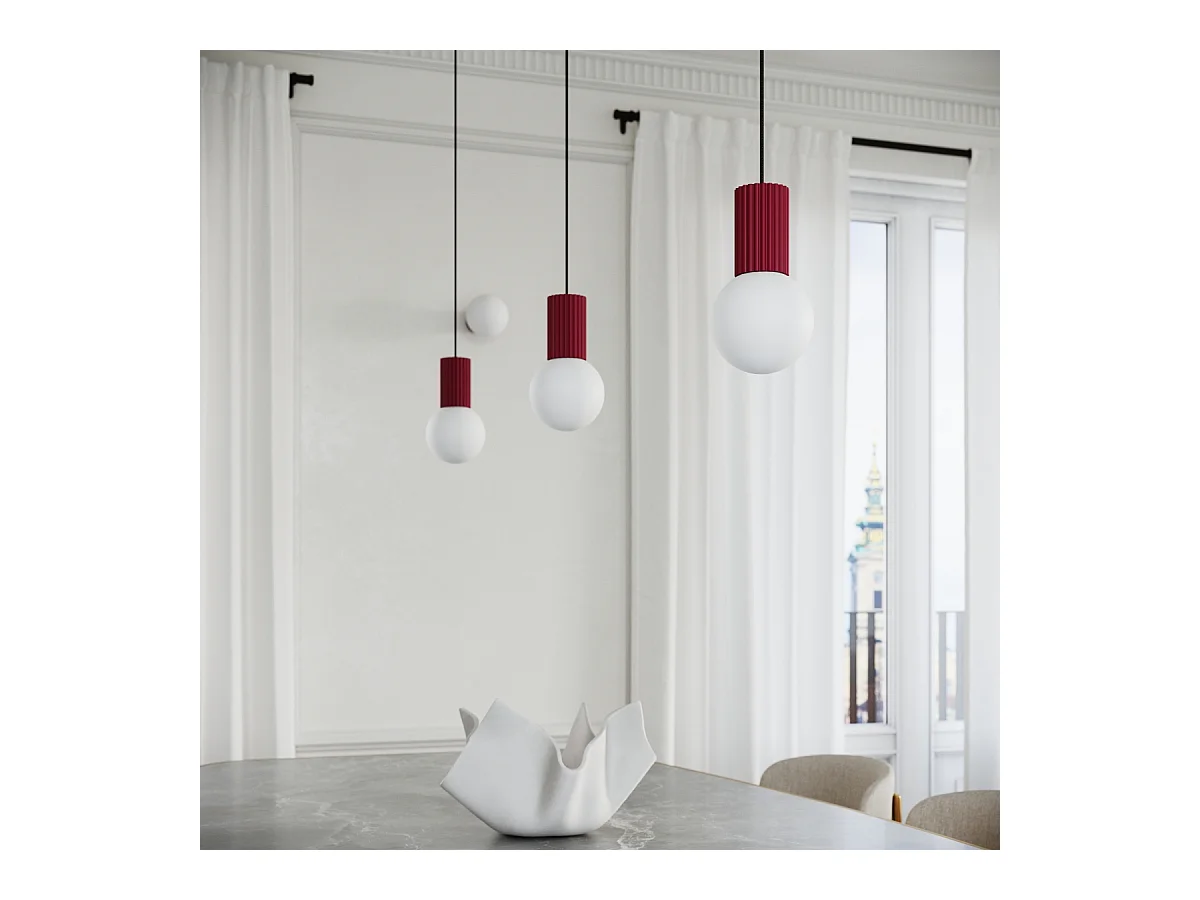 Lampe De Bureau Halo Moderne En Aluminium/Verre - 1 Sources Lumineuses - L.12 X H.19 Cm - Bourgogne