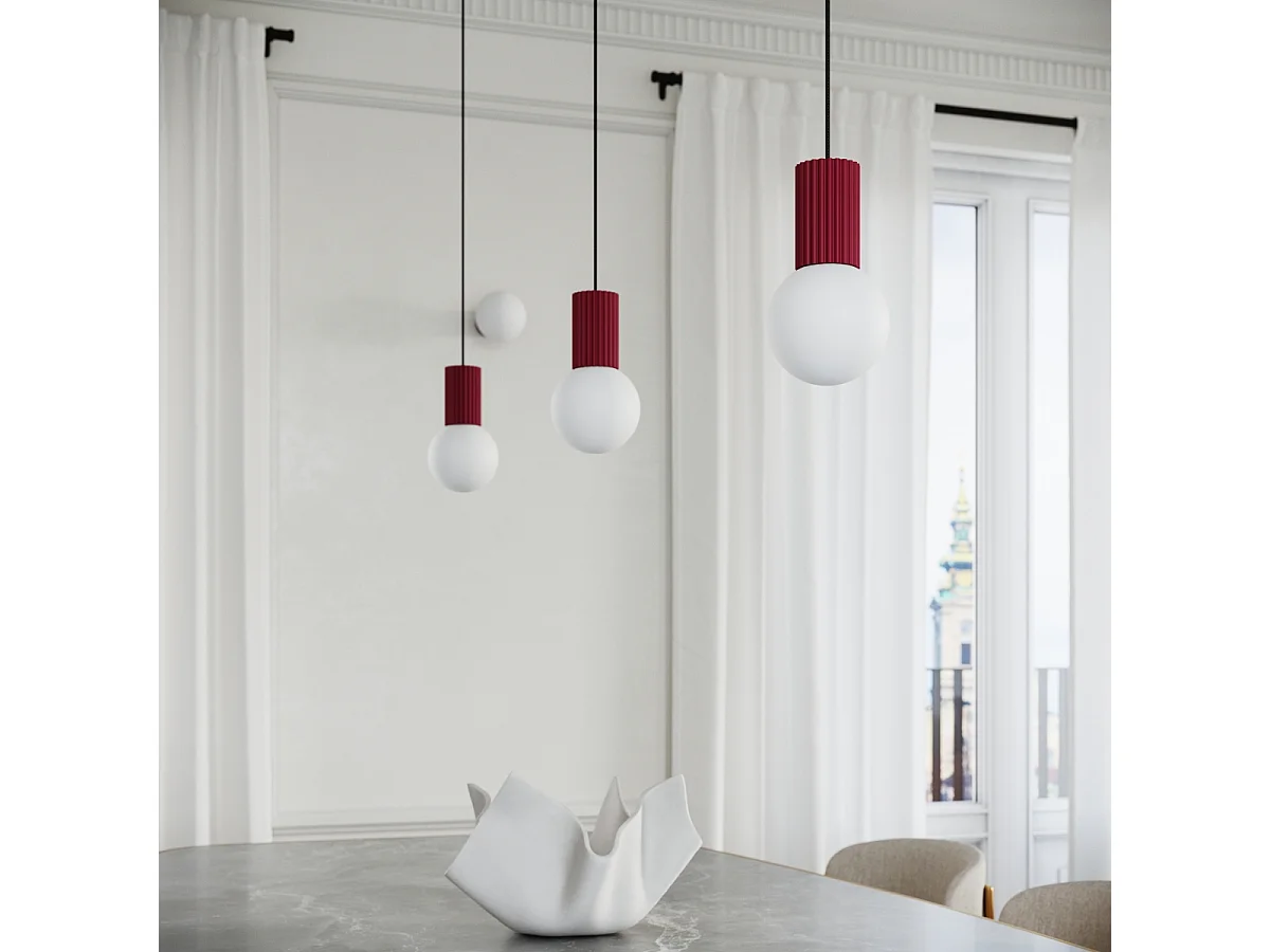 Schreibtischlampe Halo Modern Aus  Aluminium/Glas - 1 Lichtquellen - L.12 X H. Cm - Burgund