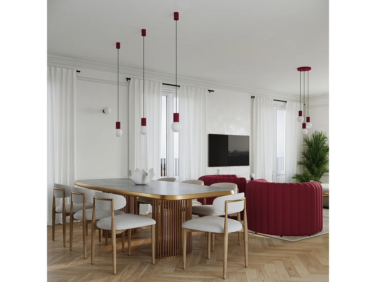 Lampe De Bureau Halo Moderne En Aluminium/Verre - 1 Sources Lumineuses - L.12 X H.19 Cm - Bourgogne