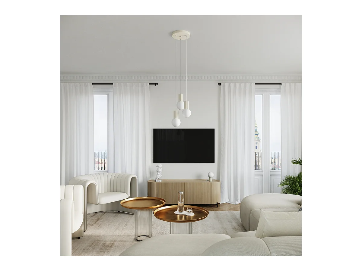 Lampe De Bureau Halo Moderne En Aluminium/Verre - 1 Sources Lumineuses - L.12 X H.19 Cm - Beige