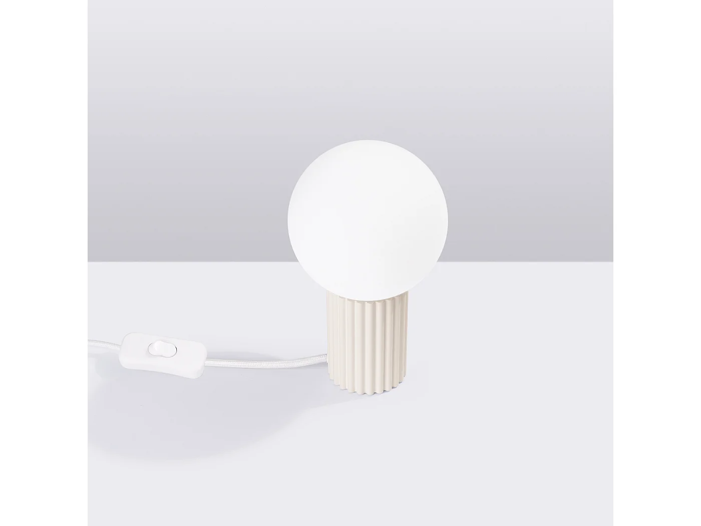 Lampe De Bureau Halo Moderne En Aluminium/Verre - 1 Sources Lumineuses - L.12 X H.19 Cm - Beige