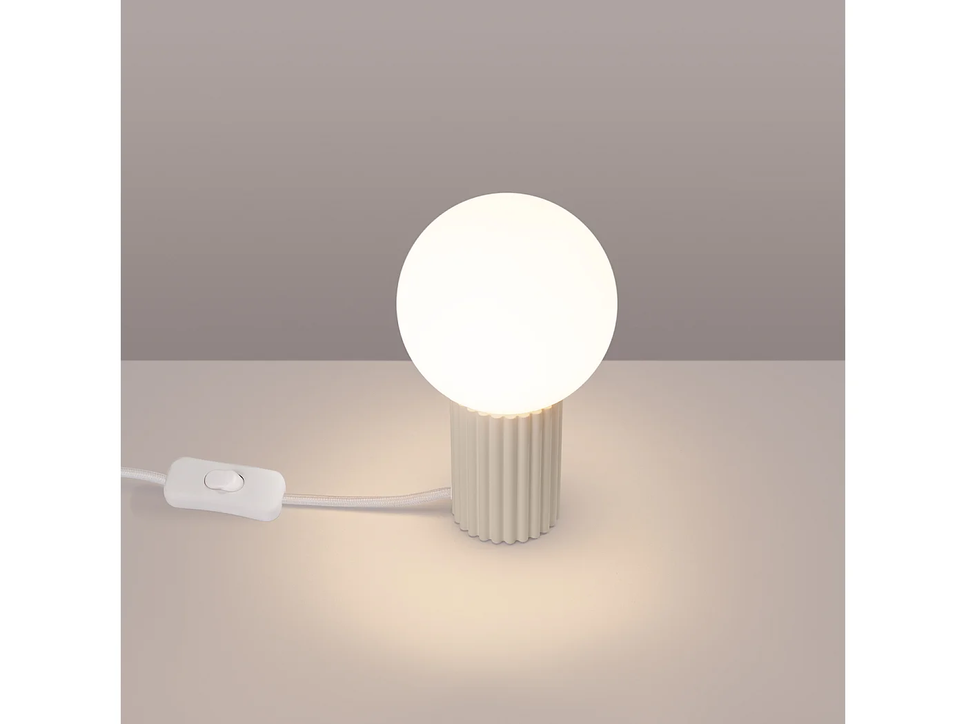 Lampe De Bureau Halo Moderne En Aluminium/Verre - 1 Sources Lumineuses - L.12 X H.19 Cm - Beige