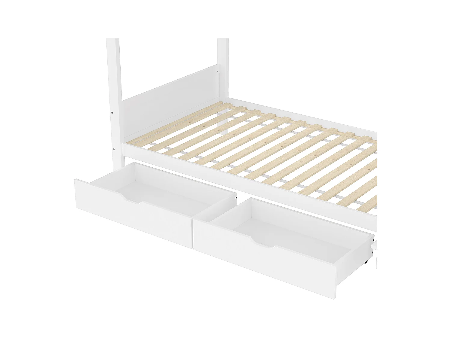 Lit superposé pour enfant 90x200cm - avec 2 tiroirs - avec étagères + penderie - avec compartiments de rangement - blanc