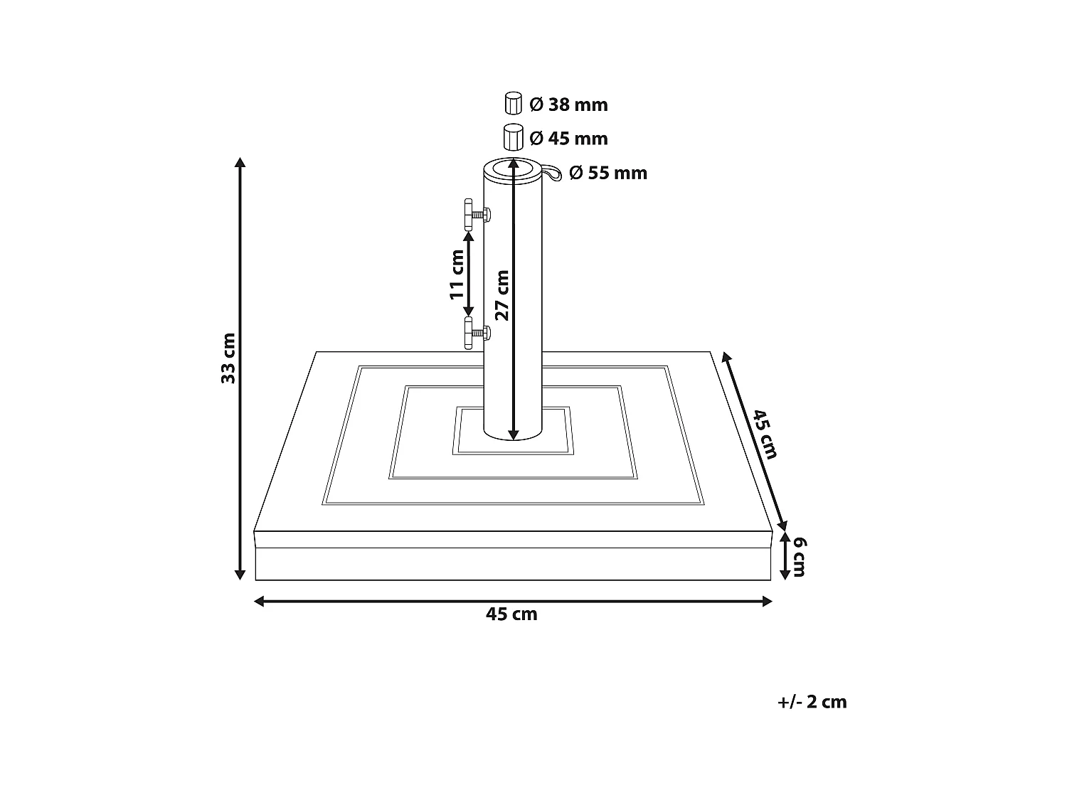 Socle de parasol CECCANO Marron Carré 21 kg
