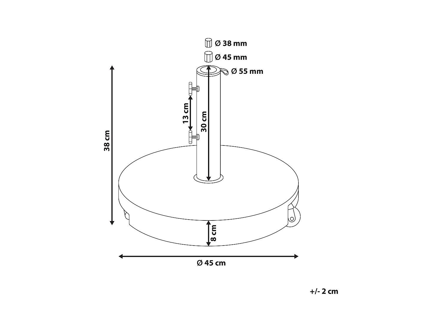 Socle de parasol CERZETO Gris Rond 30 kg