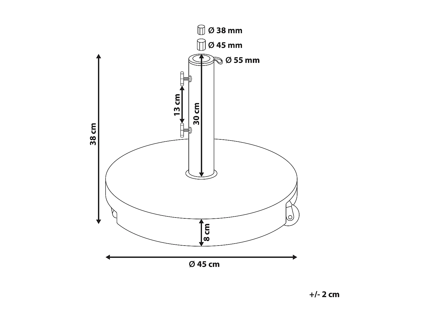 Socle de parasol CERZETO Gris Rond 30 kg