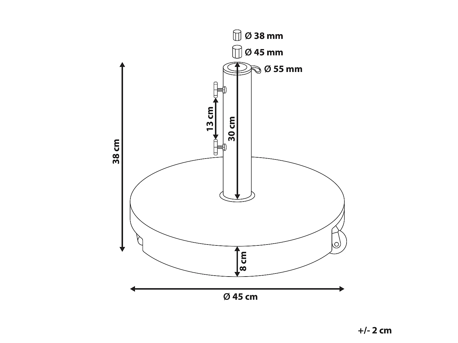 Parasol Base CERZETO Grey Round 30 kg
