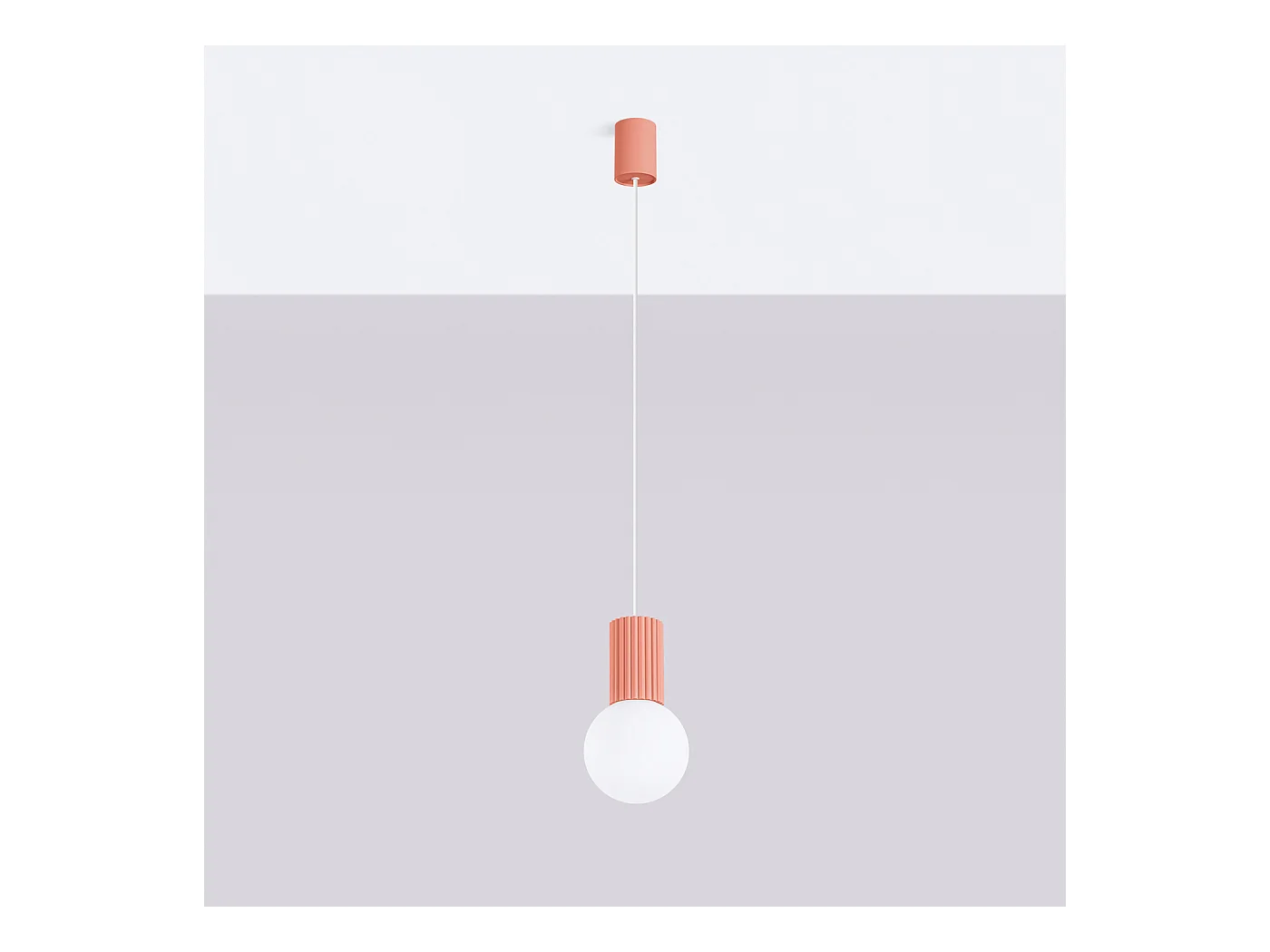 Lampe À Suspension Halo Moderne En Aluminium/Verre - 1 Sources Lumineuses - L.12 X H.120 Cm - Pêche