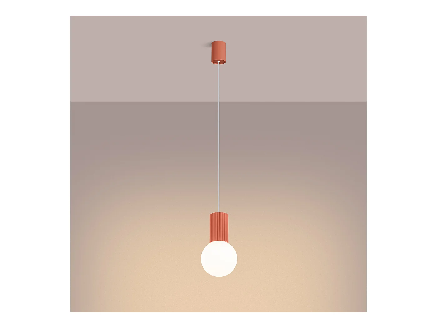 Lampe À Suspension Halo Moderne En Aluminium/Verre - 1 Sources Lumineuses - L.12 X H.120 Cm - Pêche