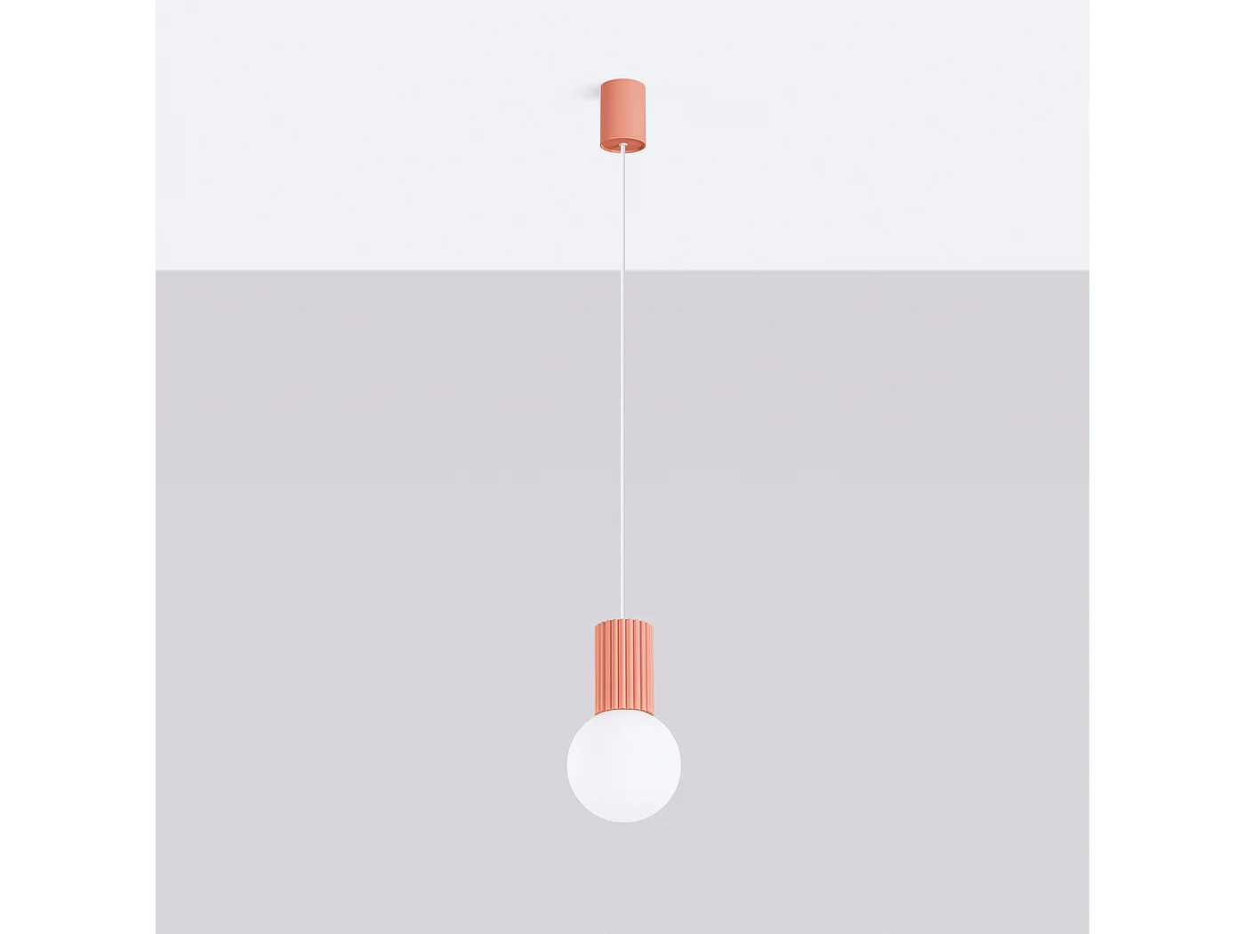 Lampe À Suspension Halo Moderne En Aluminium/Verre - 1 Sources Lumineuses - L.12 X H.120 Cm - Pêche