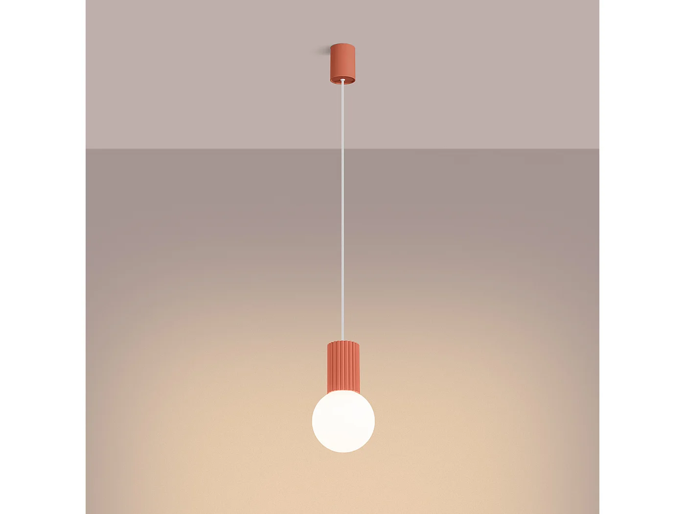 Lampe À Suspension Halo Moderne En Aluminium/Verre - 1 Sources Lumineuses - L.12 X H.120 Cm - Pêche