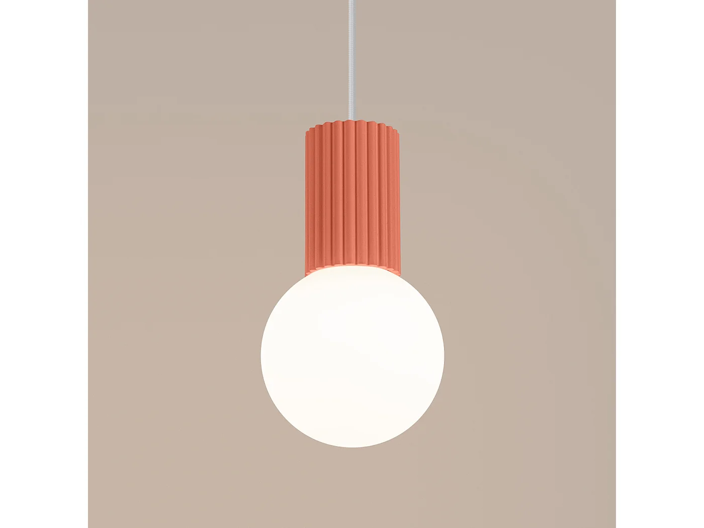 Lampe À Suspension Halo Moderne En Aluminium/Verre - 1 Sources Lumineuses - L.12 X H.120 Cm - Pêche