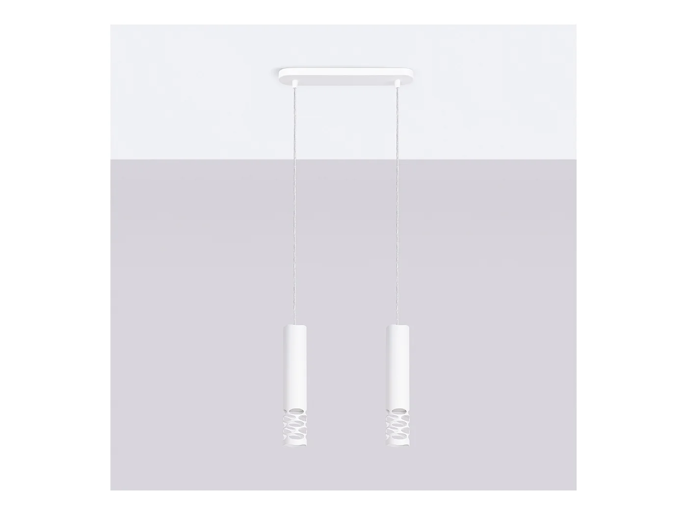 Lampe À Suspension Liro Moderne En Acier - 2 Sources Lumineuses - L.33 X H.125 Cm - Blanc