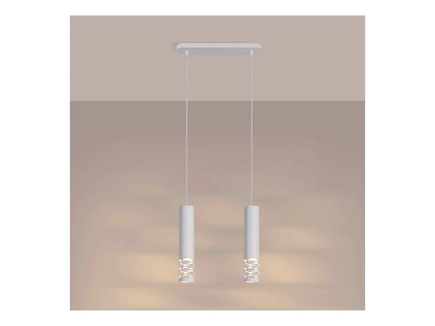 Lampe À Suspension Liro Moderne En Acier - 2 Sources Lumineuses - L.33 X H.125 Cm - Blanc