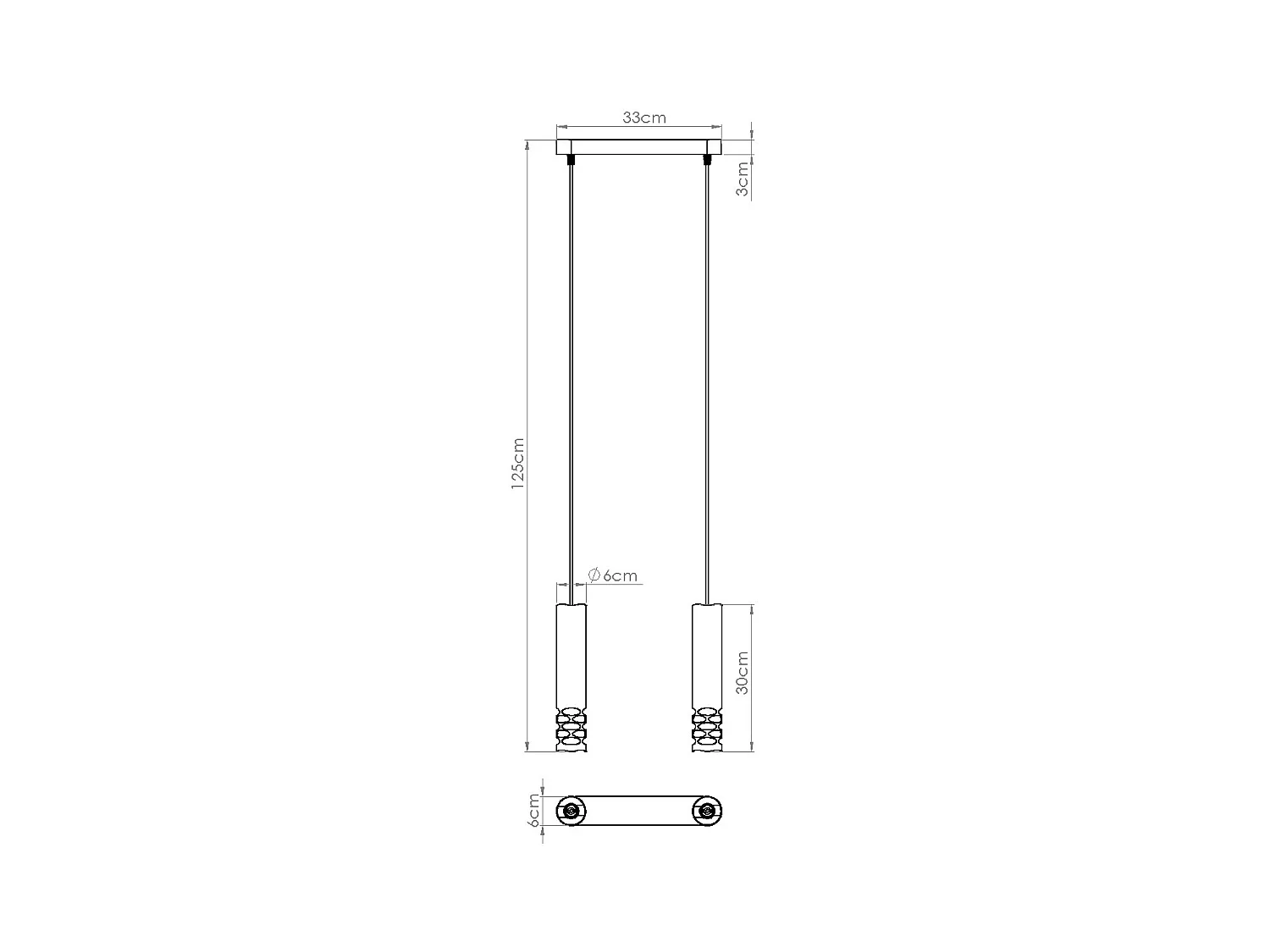 Pendelleuchte Liro Modern Aus  Stahl - 2 Lichtquellen - L.33 X H. Cm - Weiß