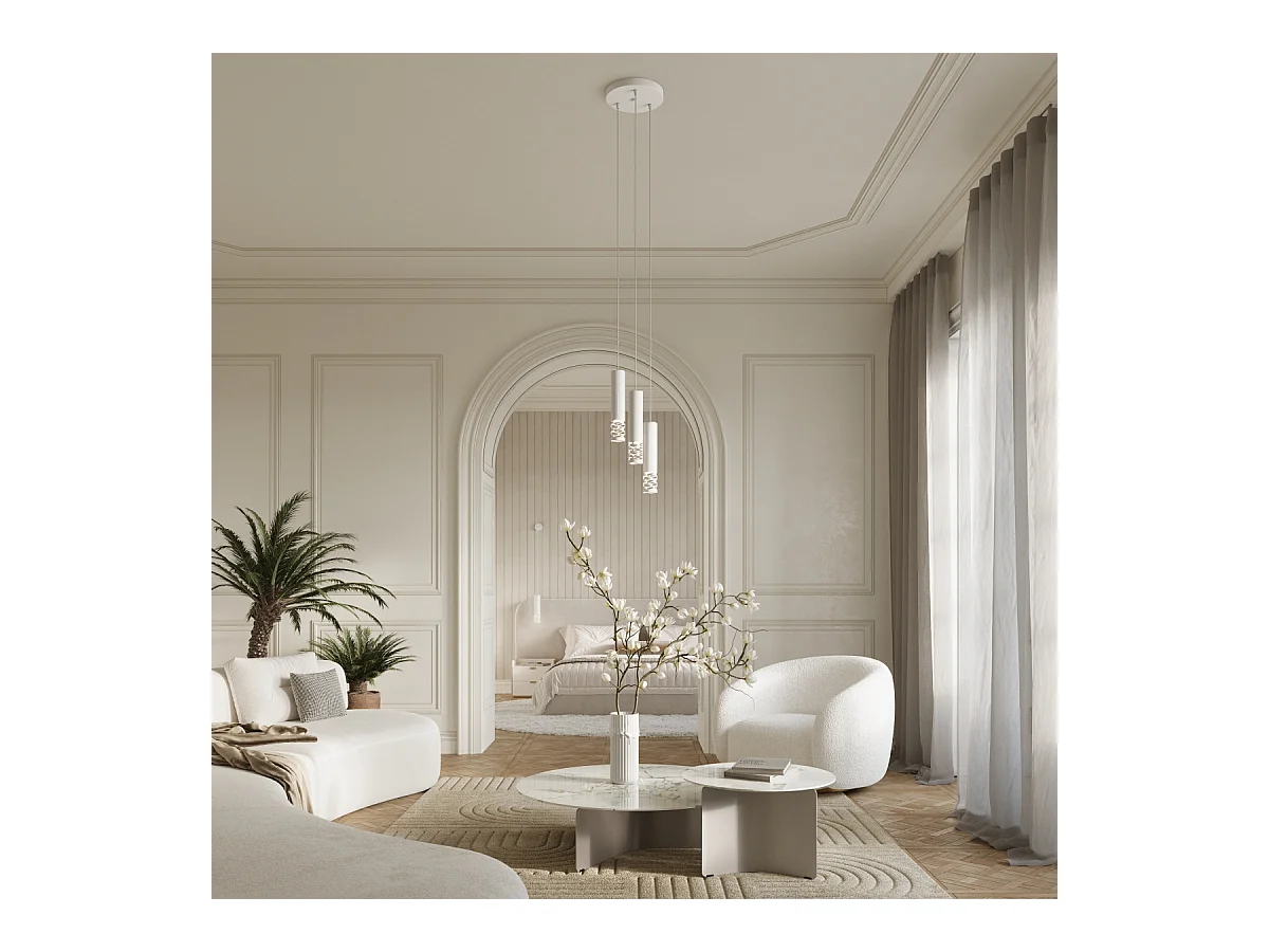 Pendelleuchte Liro Modern Aus  Stahl - 2 Lichtquellen - L.33 X H. Cm - Weiß