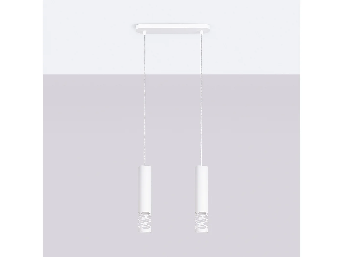 Lámpara Colgante Liro Moderno De Acero - 2 Fuentes Luminosas - L.33 X A.125 Cm - Blanco