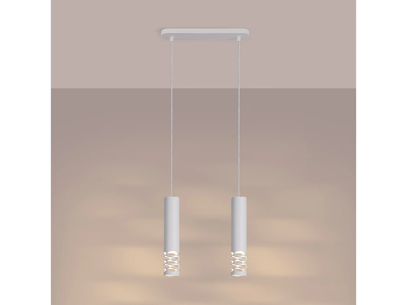 Lámpara Colgante Liro Moderno De Acero - 2 Fuentes Luminosas - L.33 X A.125 Cm - Blanco