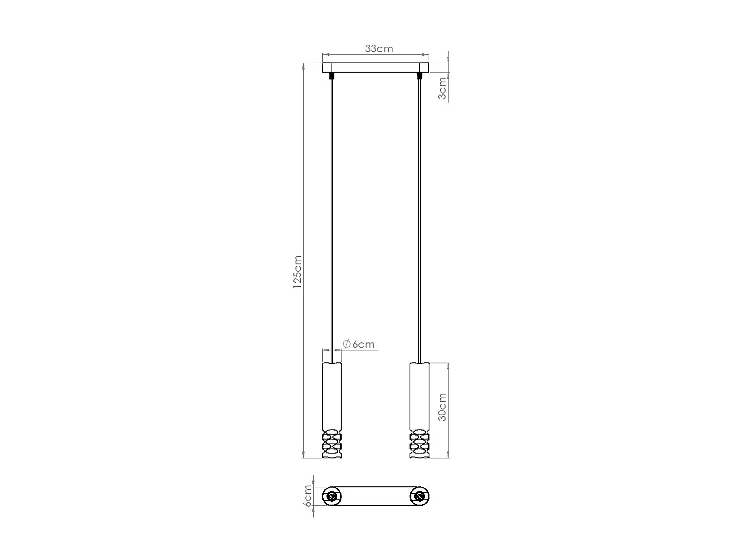 Lámpara Colgante Liro Moderno De Acero - 2 Fuentes Luminosas - L.33 X A.125 Cm - Blanco