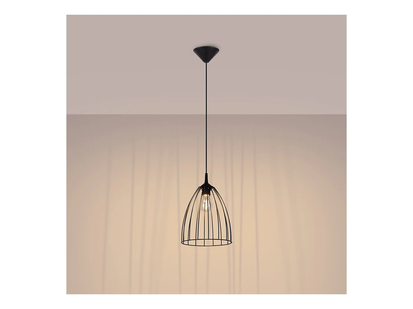 Lampe À Suspension Ritz Moderne En Acier - 1 Sources Lumineuses - L.23 X H.92 Cm - Noir