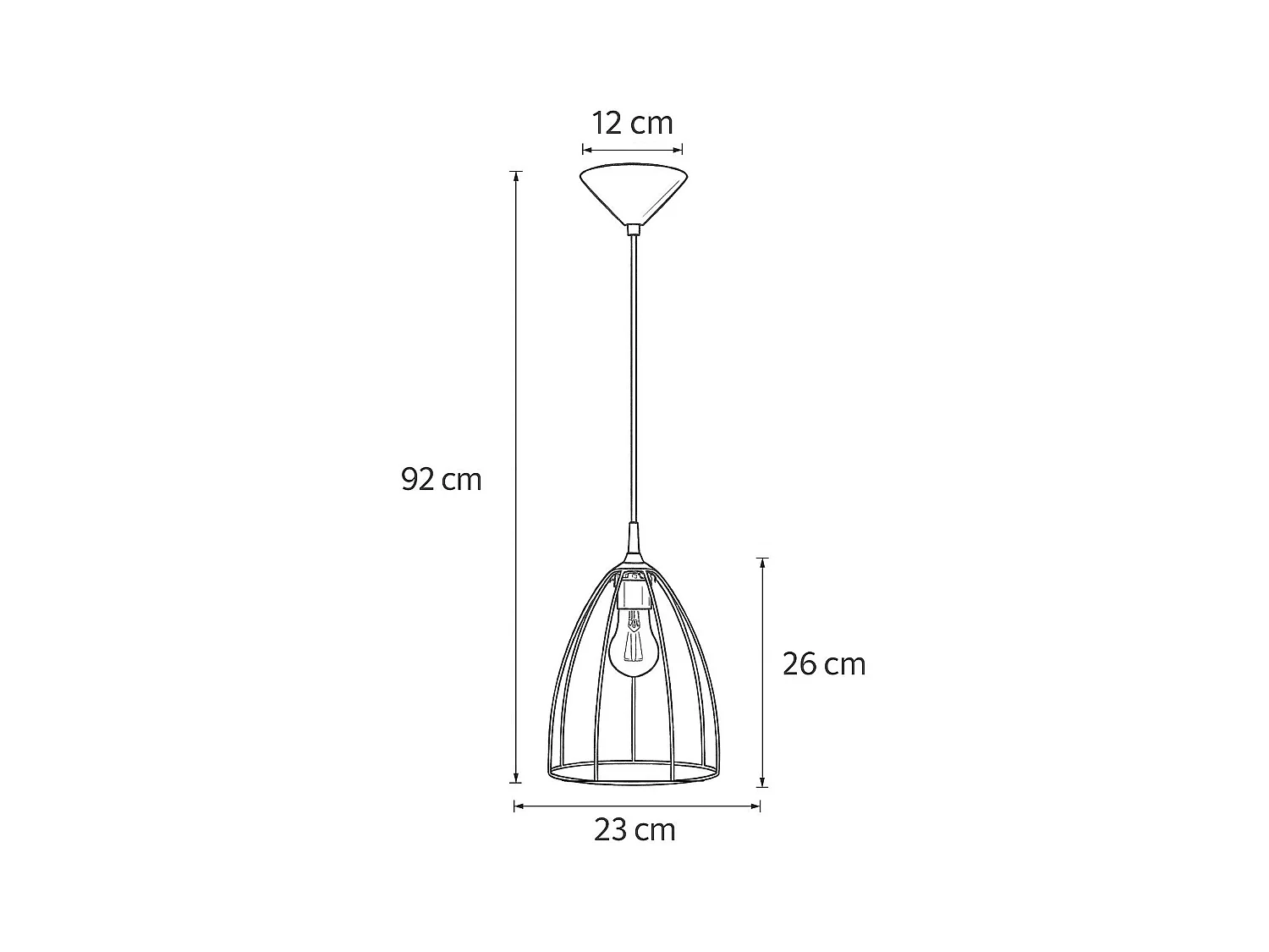 Lampe À Suspension Ritz Moderne En Acier - 1 Sources Lumineuses - L.23 X H.92 Cm - Noir