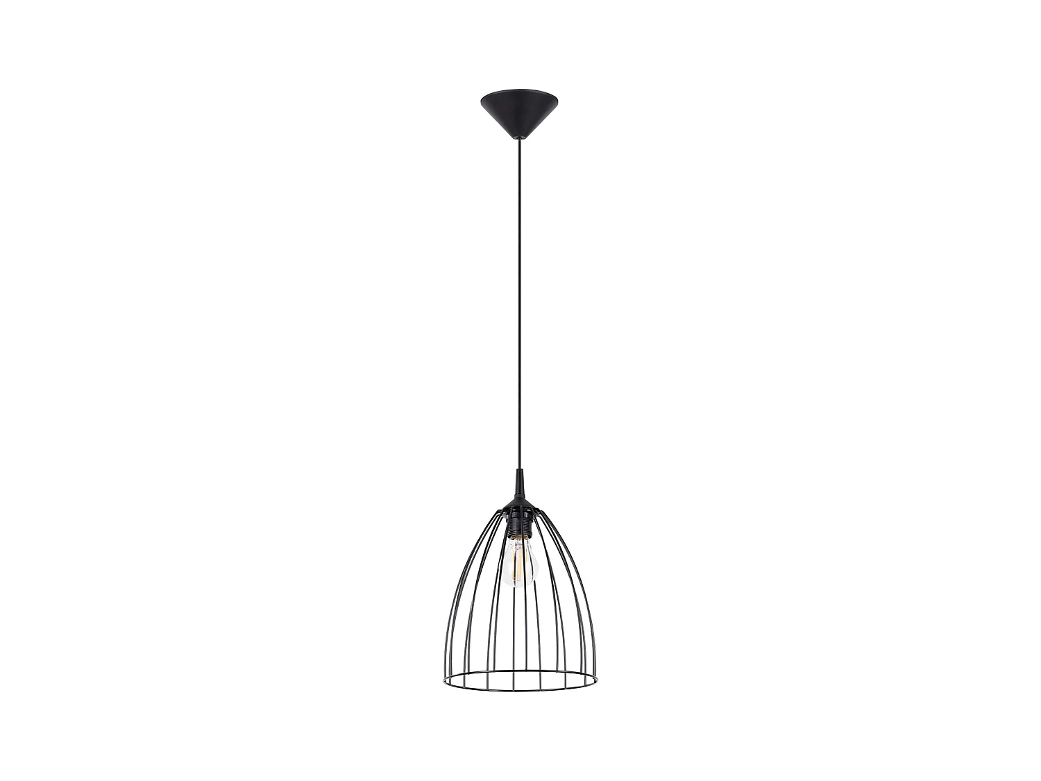 Luminária Pendente Ritz Moderno, Aço - 1 Lichtbronnen - L.23 X H.92 Cm - Preto