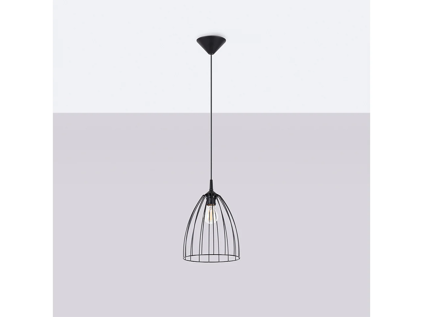 Lampe À Suspension Ritz Moderne En Acier - 1 Sources Lumineuses - L.23 X H.92 Cm - Noir
