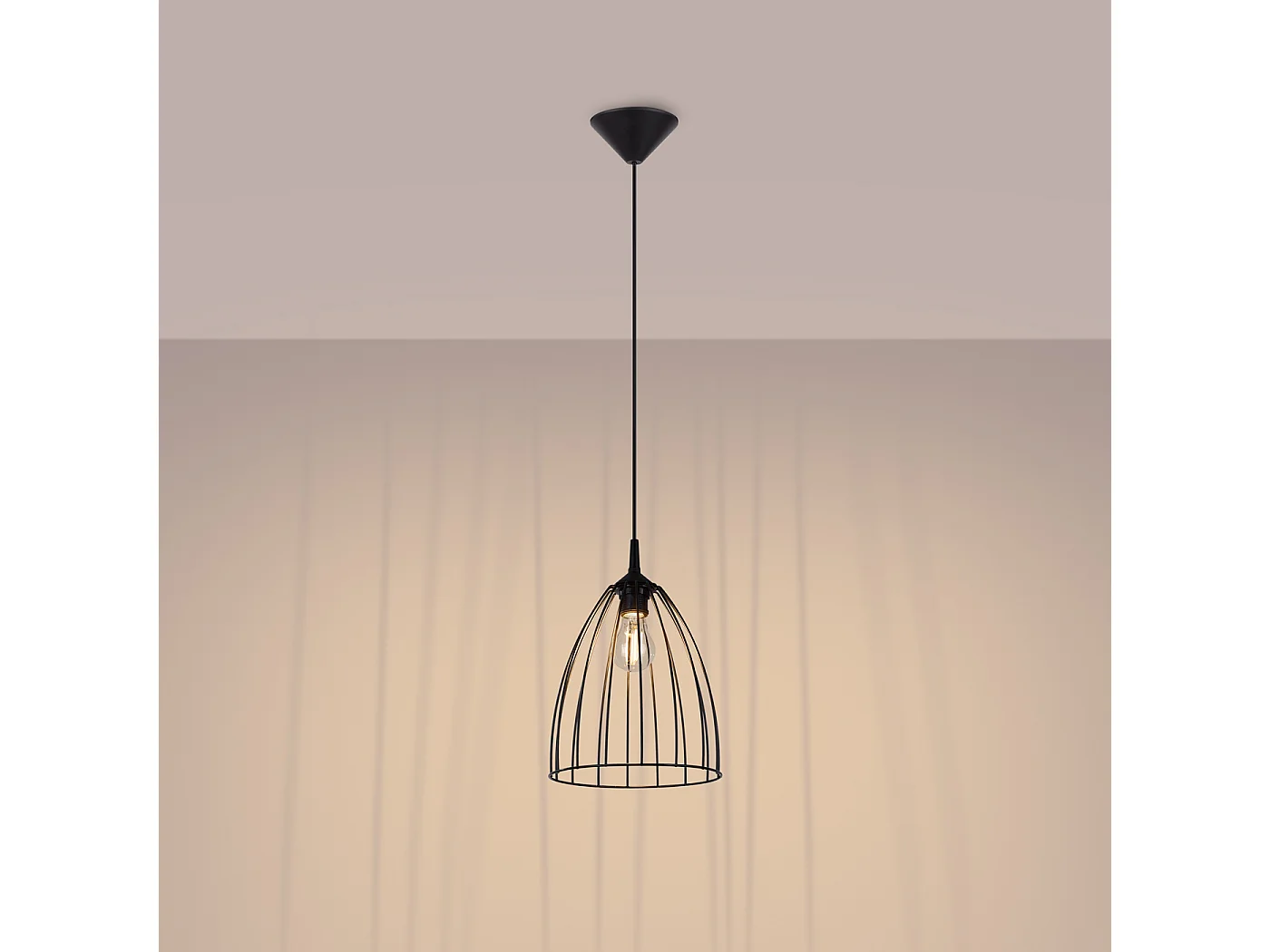 Lampe À Suspension Ritz Moderne En Acier - 1 Sources Lumineuses - L.23 X H.92 Cm - Noir