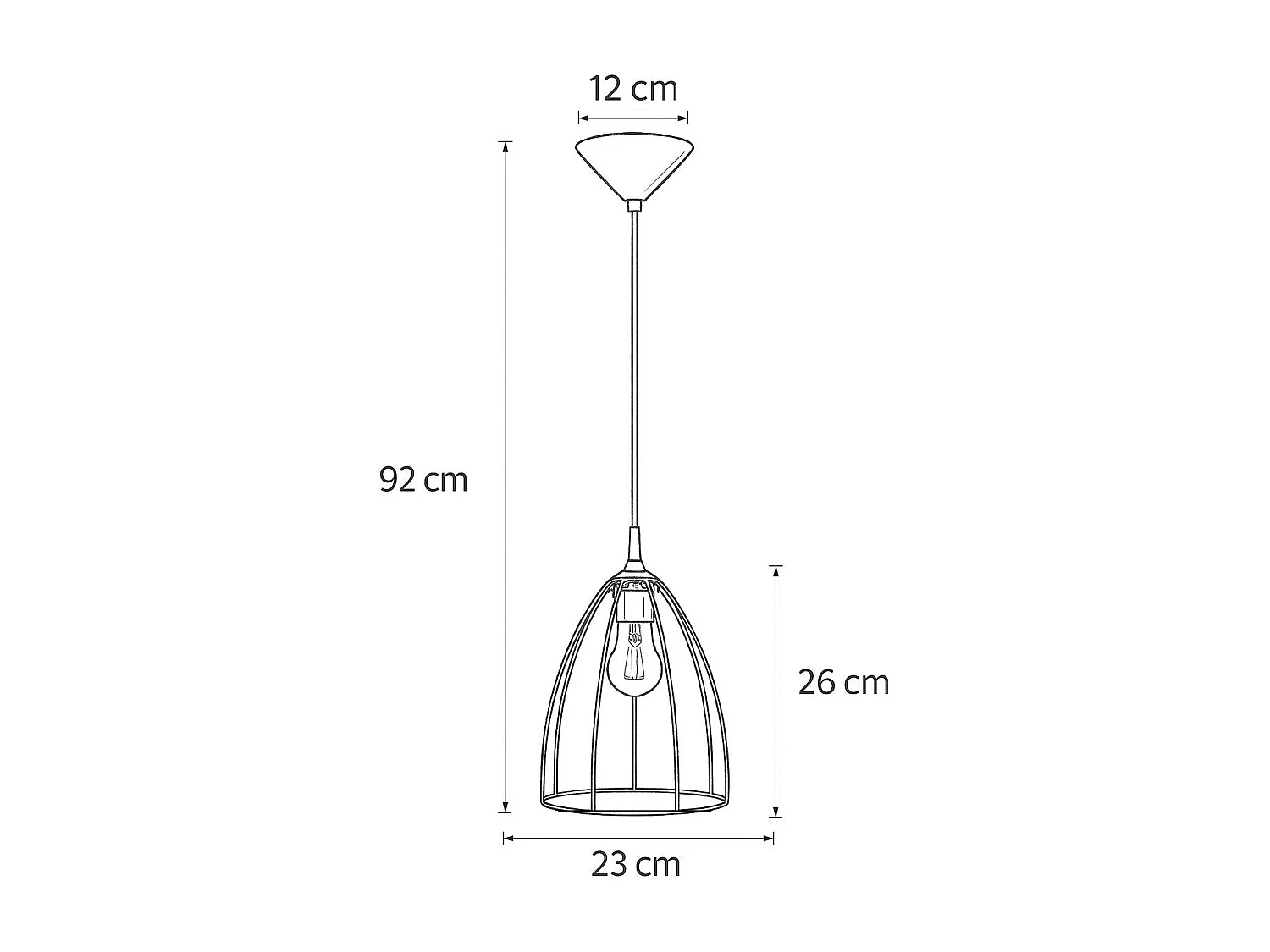 Lampe À Suspension Ritz Moderne En Acier - 1 Sources Lumineuses - L.23 X H.92 Cm - Noir