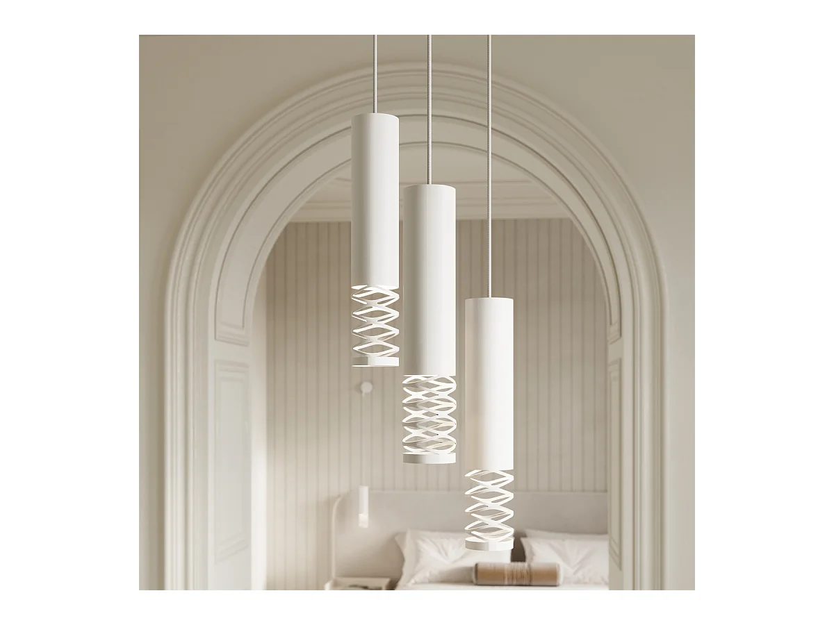 Lampe À Suspension Lami Moderne En Acier - 1 Sources Lumineuses - L.8 X H.125 Cm - Blanc