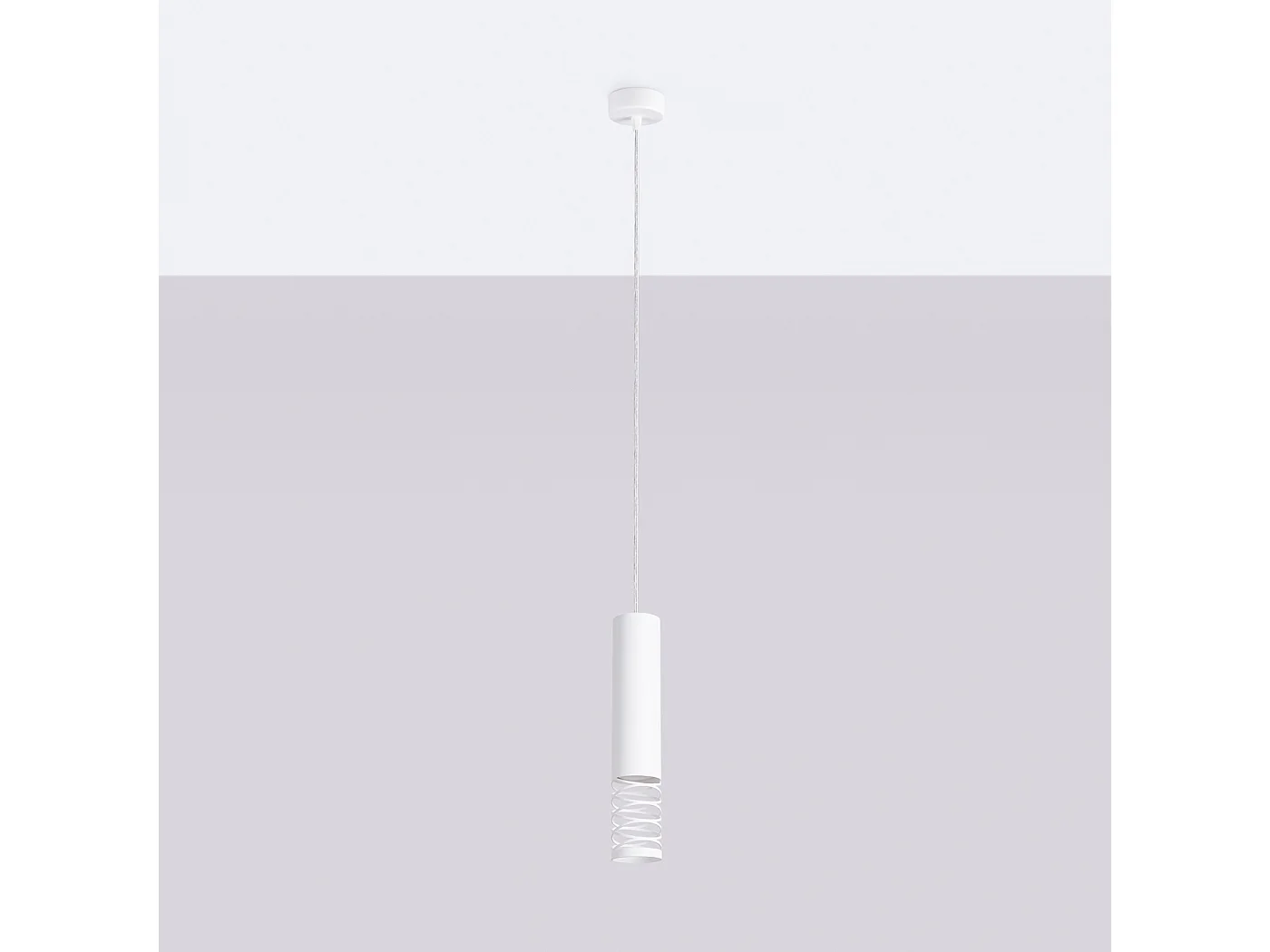Lámpara Colgante Lami Moderno De Acero - 1 Fuentes Luminosas - L.8 X A.125 Cm - Blanco