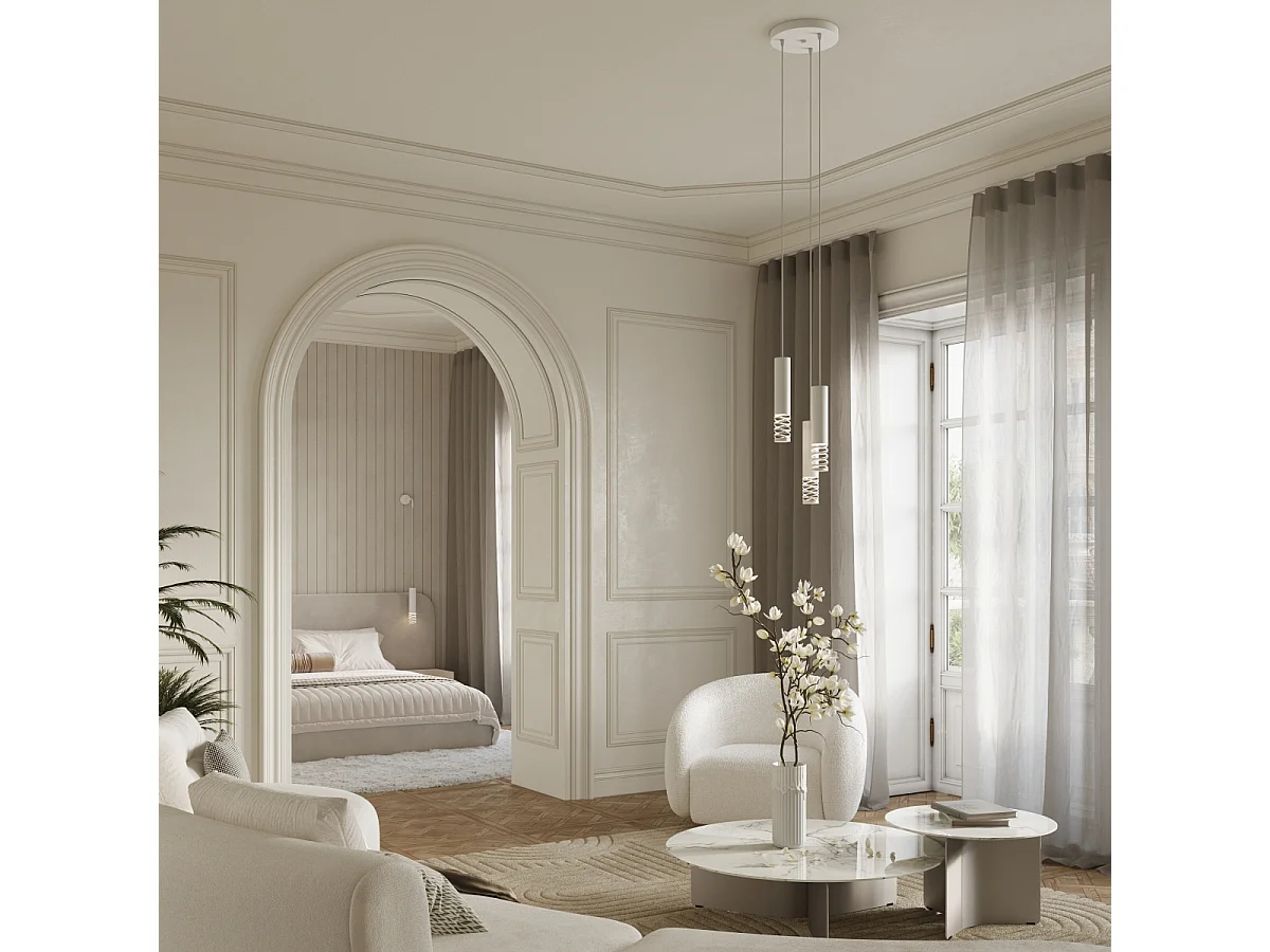 Lámpara Colgante Lami Moderno De Acero - 1 Fuentes Luminosas - L.8 X A.125 Cm - Blanco