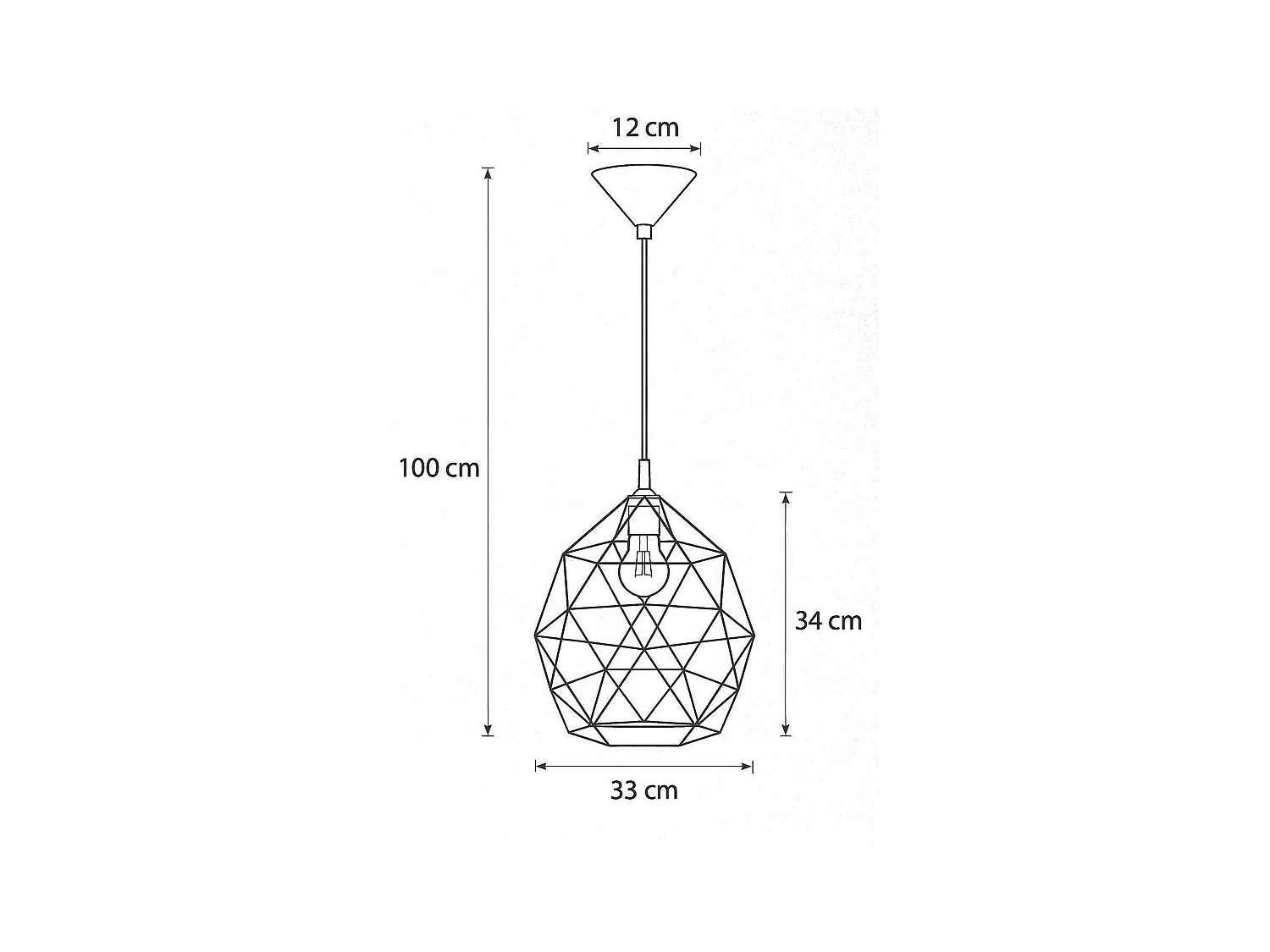 Lampe À Suspension Triom Moderne En Acier - 1 Sources Lumineuses - L.20 X H.85 Cm - Noir
