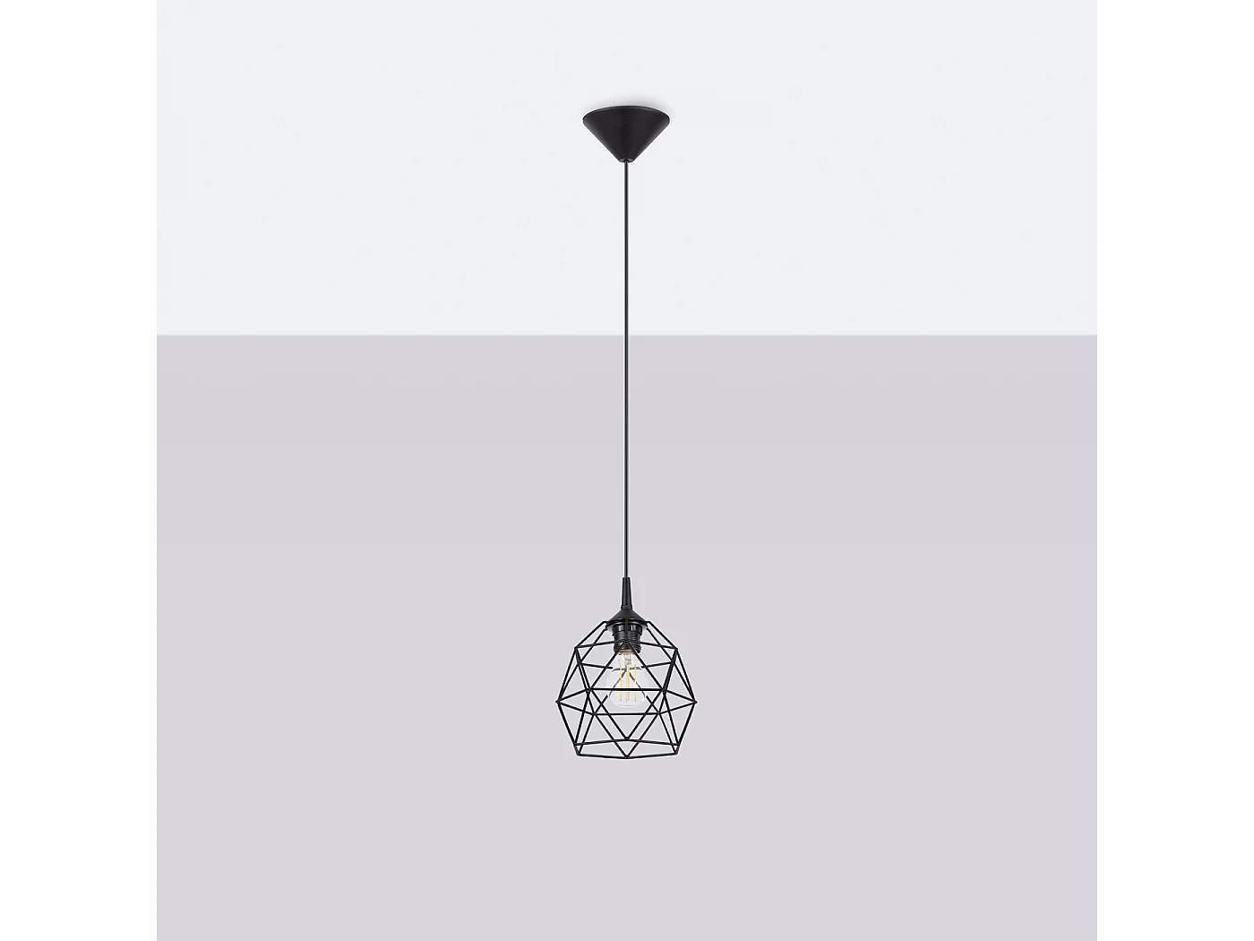 Lampe À Suspension Triom Moderne En Acier - 1 Sources Lumineuses - L.20 X H.85 Cm - Noir