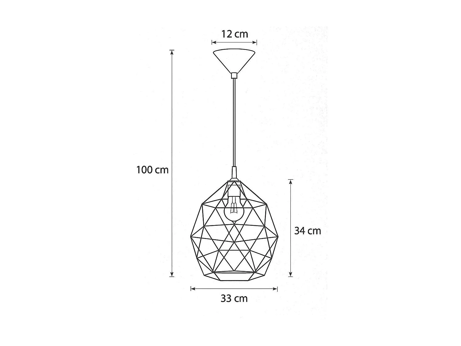 Lampe À Suspension Triom Moderne En Acier - 1 Sources Lumineuses - L.20 X H.85 Cm - Noir