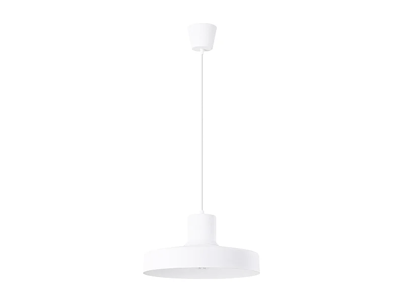 Lampada A Sospensione Bilo Moderno Di Acciaio - 1 Sorgenti Luminose - L.35 X A.120 Cm - Bianco