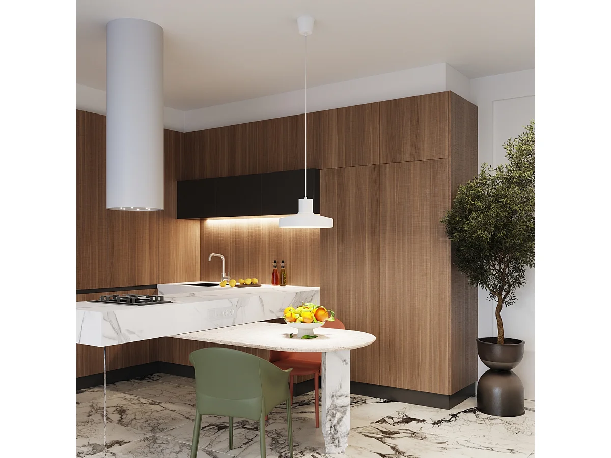 Lampe À Suspension Bilo Moderne En Acier - 1 Sources Lumineuses - L.35 X H.120 Cm - Blanc