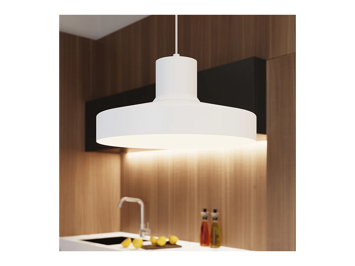 Lampe À Suspension Bilo Moderne En Acier - 1 Sources Lumineuses - L.35 X H.120 Cm - Blanc