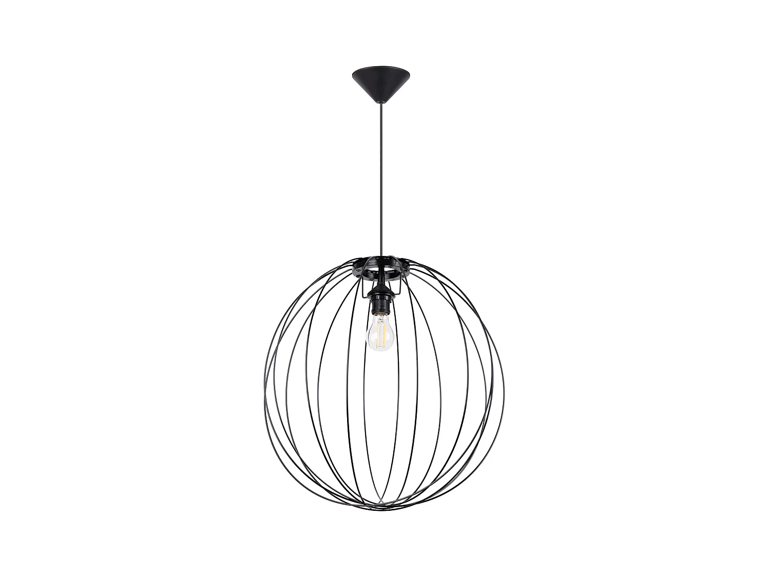 Lampe À Suspension Ziro Moderne En Acier - 1 Sources Lumineuses - L.50 X H.110 Cm - Noir