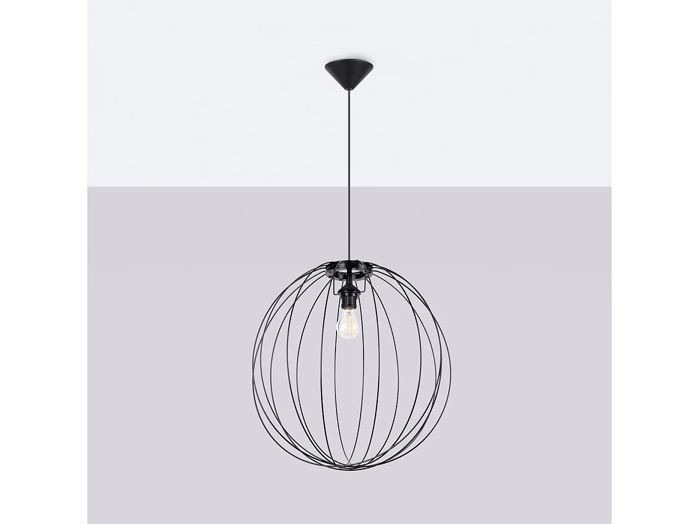 Lampe À Suspension Ziro Moderne En Acier - 1 Sources Lumineuses - L.50 X H.110 Cm - Noir