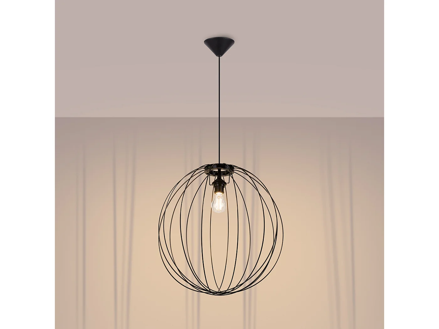 Lampe À Suspension Ziro Moderne En Acier - 1 Sources Lumineuses - L.50 X H.110 Cm - Noir