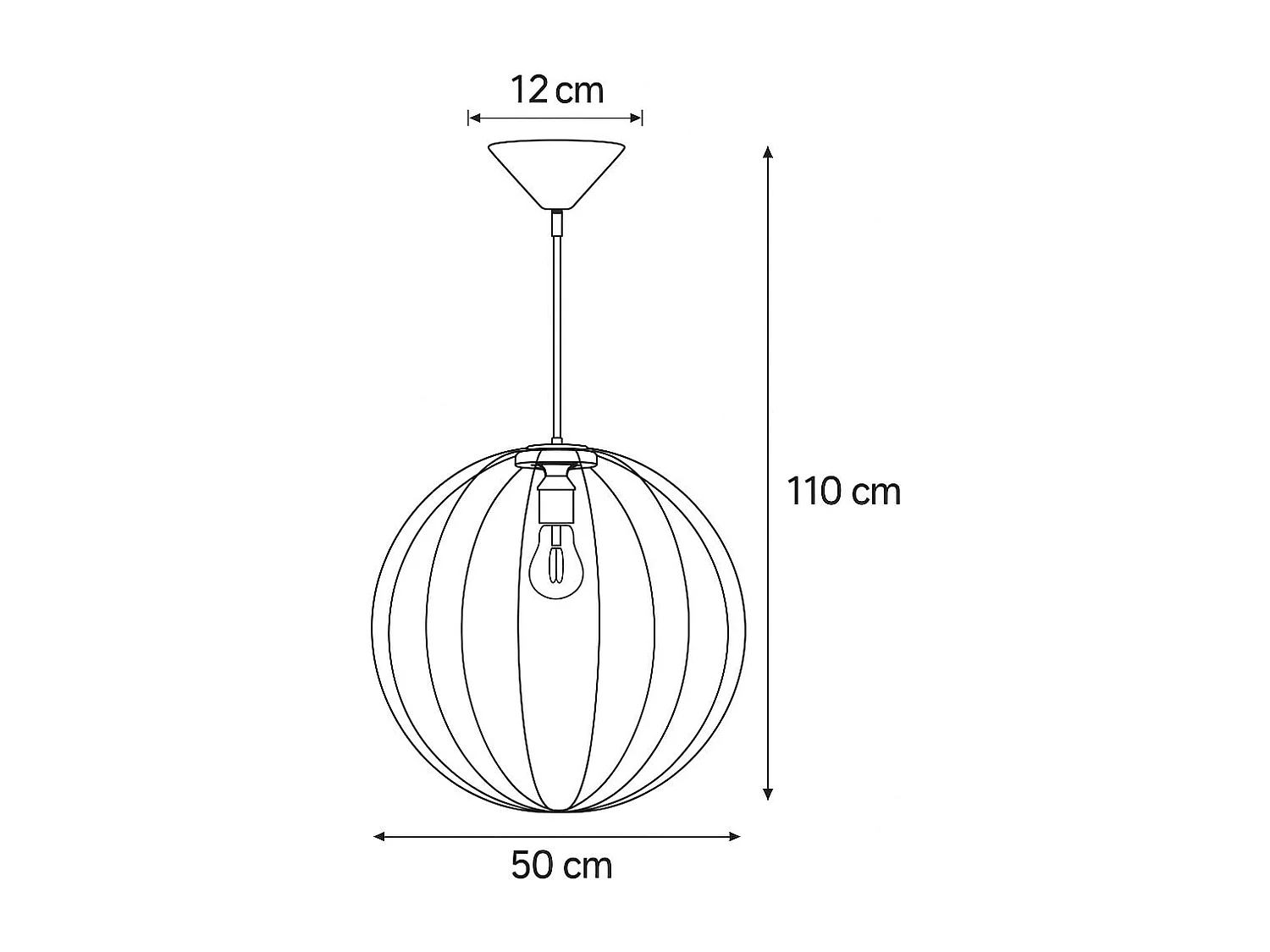 Lampe À Suspension Ziro Moderne En Acier - 1 Sources Lumineuses - L.50 X H.110 Cm - Noir