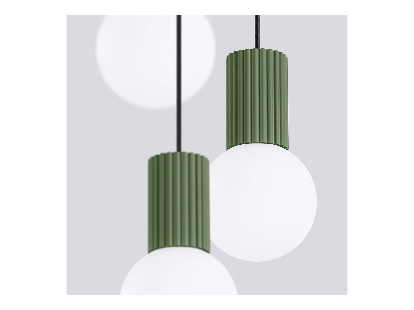 Lampe À Suspension Halo Moderne En Aluminium/Verre - 3 Sources Lumineuses - L.25 X H.125 Cm - Vert Olive