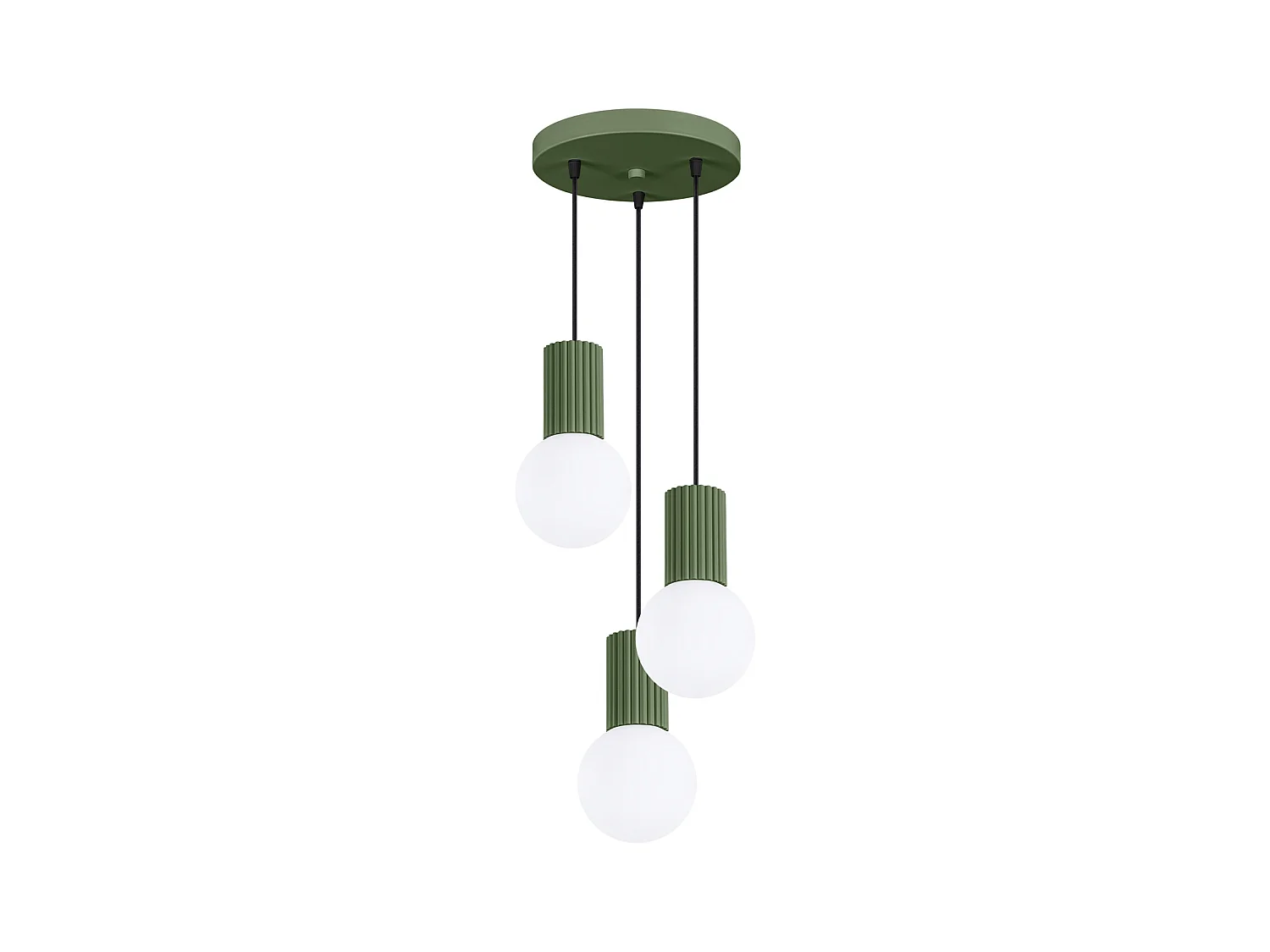 Lampe À Suspension Halo Moderne En Aluminium/Verre - 3 Sources Lumineuses - L.25 X H.125 Cm - Vert Olive